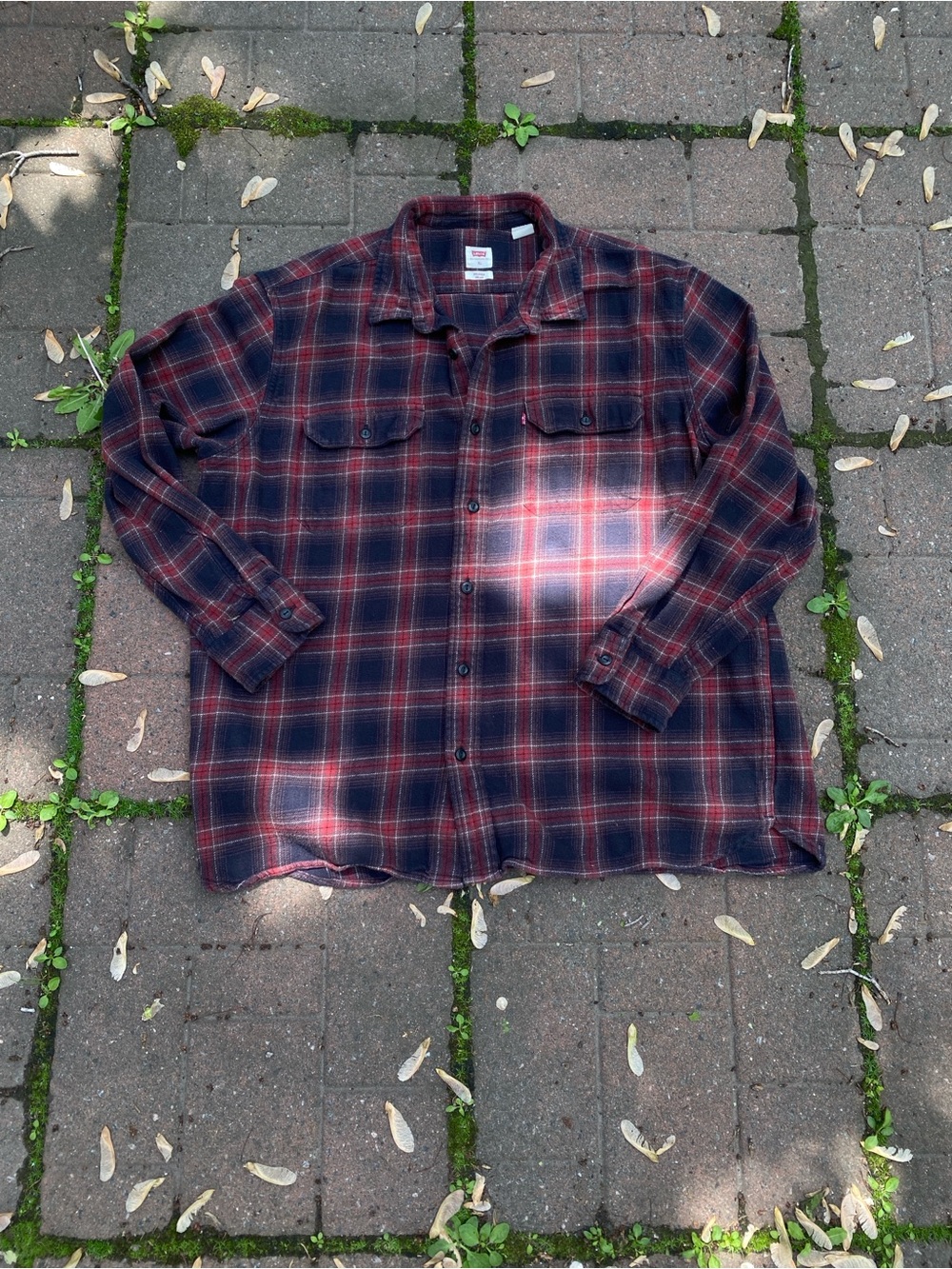 Levi's Red and Navy Plaid Flannel Shirt